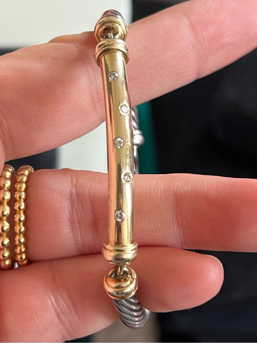 David Yurman Two-Tone 14k gold Diamond Cable Bracelet
